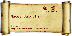 Macsa Baldvin névjegykártya